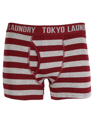 Tokyo Laundry Jamie boxer shorts in grey & red ( 2 Pack)