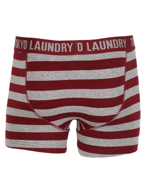 Tokyo Laundry Jamie boxer shorts in grey & red ( 2 Pack)