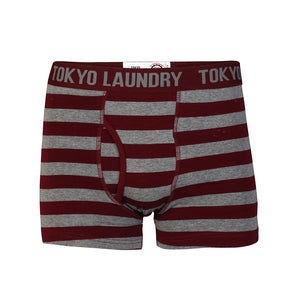 Jamie boxer shorts in oxblood & grey - Tokyo Laundry