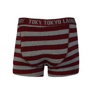 Jamie boxer shorts in oxblood & grey - Tokyo Laundry