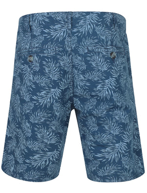 Jefferson Leaf Print Cotton Chino Shorts In Navy - Tokyo Laundry