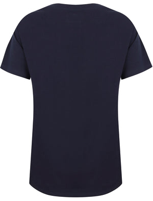 Jemima Crew Neck Cotton Jersey T-Shirt In Peacoat Blue - Tokyo Laundry