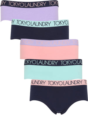 Jenny (5 Pack) Assorted Briefs In Violet Tulip / Peacoat Blue / Bridal Rose / Aqua Haze / Peacoat Blue - Tokyo Laundry