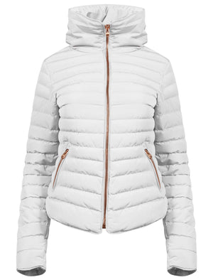 Jenny Funnel Neck Quilted Jacket in Ivory  - Tokyo Laundry