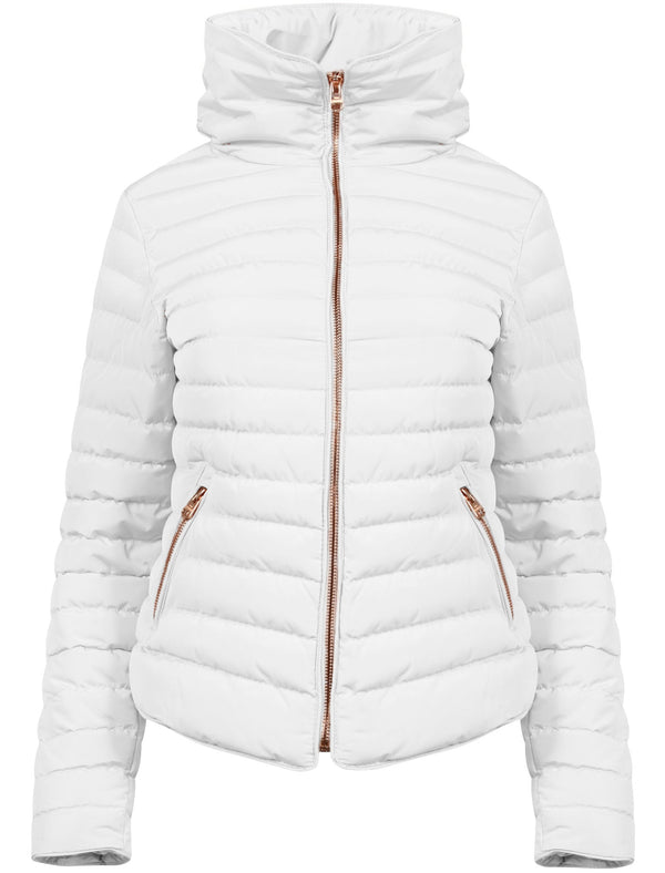 Honey 2 Funnel Neck Quilted Jacket in Ivory - Tokyo Laundry