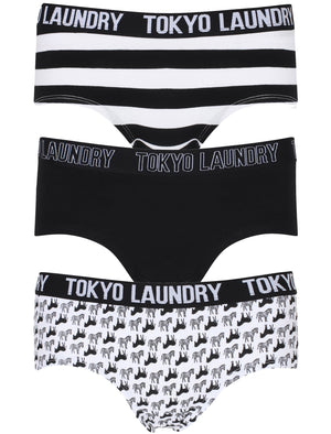 Jo (3 Pack) Zebra Assorted Briefs In White / Black / White - Tokyo Laundry