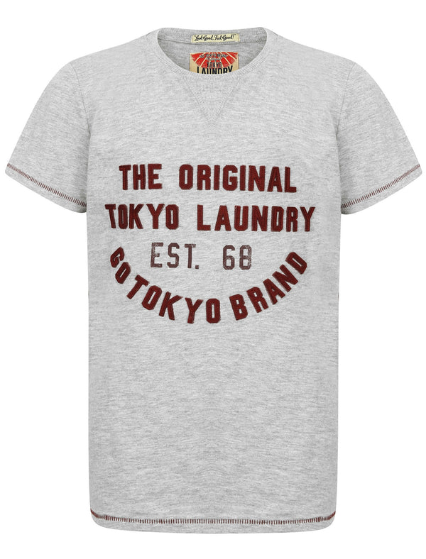 Boys K-Alabama Cove Motif T-Shirt in Light Grey Marl - Tokyo Laundry Kids