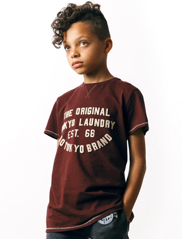 Boys K-Alabama Cove Motif T-Shirt in Wine Tasting - Tokyo Laundry Kids