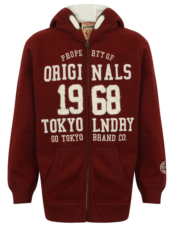 Boys K-Baracoa Point Zip Through Hoodie in Oxblood - Tokyo Laundry Kids