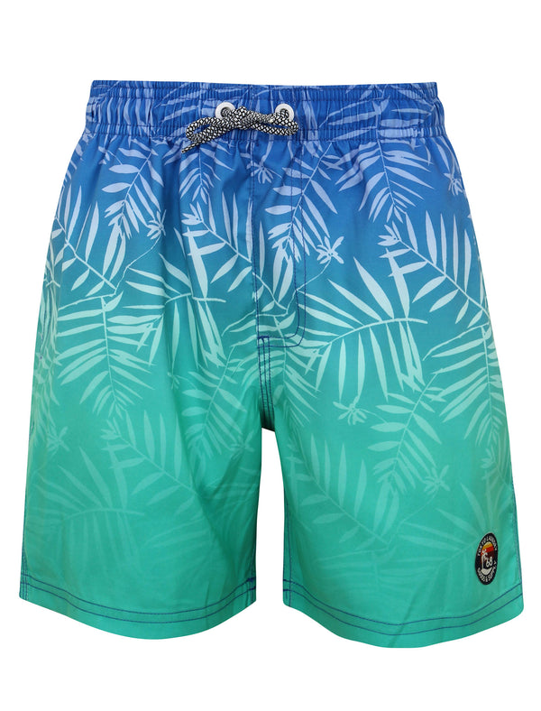 Boys K-Cleopas Tropical Swim Shorts in Blue / Green Ombre - Tokyo Laundry Kids