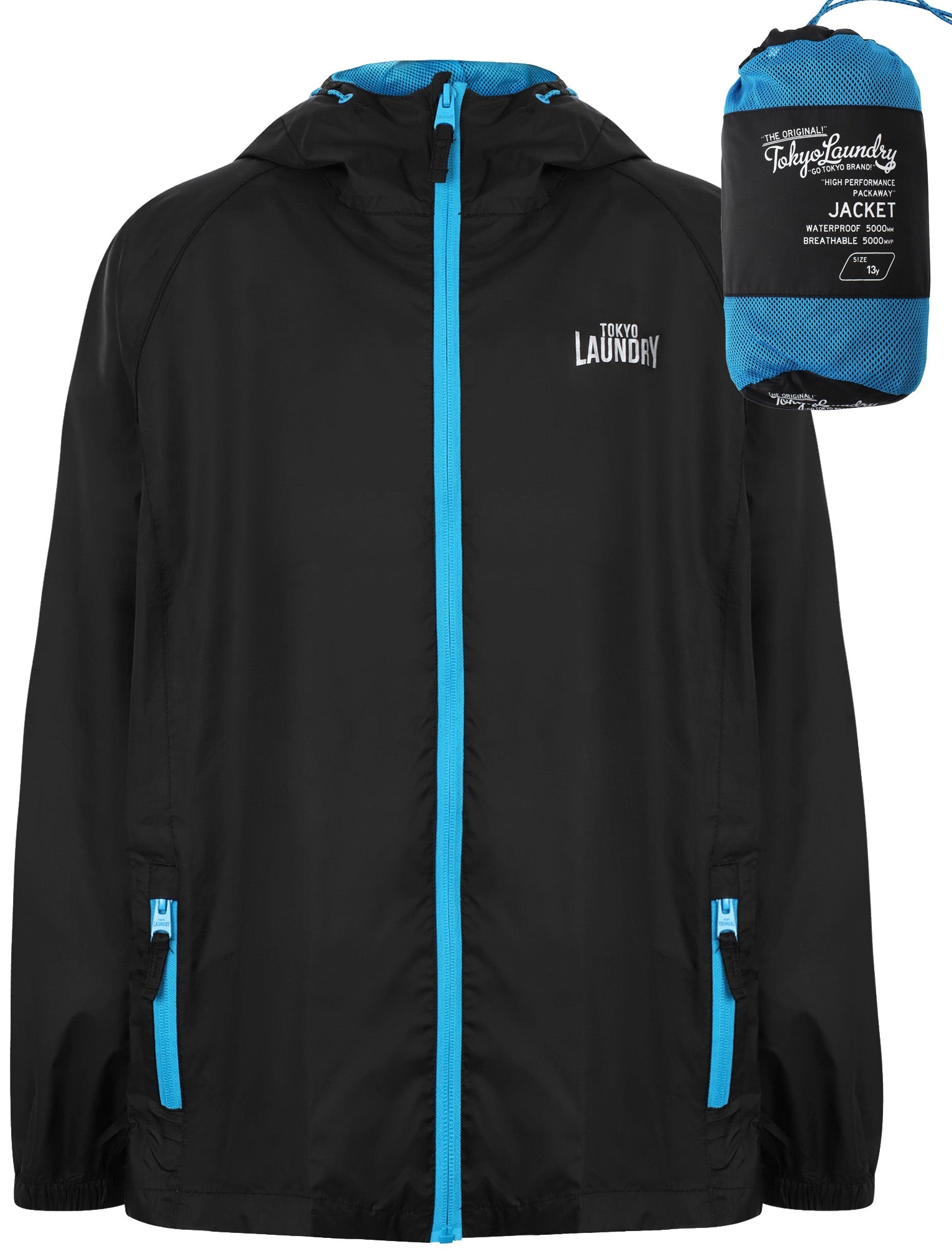 Boys K-Conroy Packaway Windbreaker Jacket in Black - Tokyo Laundry Kid