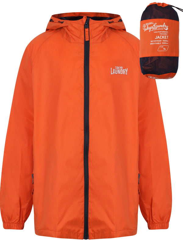 Boys K-Conroy Packaway Windbreaker Jacket in Burnt Orange - Tokyo Laundry Kids