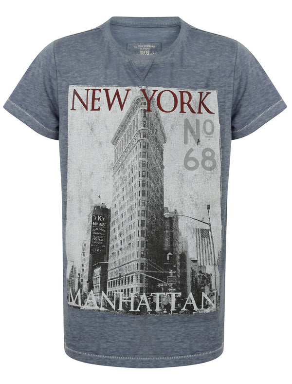 Boys K-Danbury Park Burnout T-Shirt in Vintage Indigo - Tokyo Laundry Kids