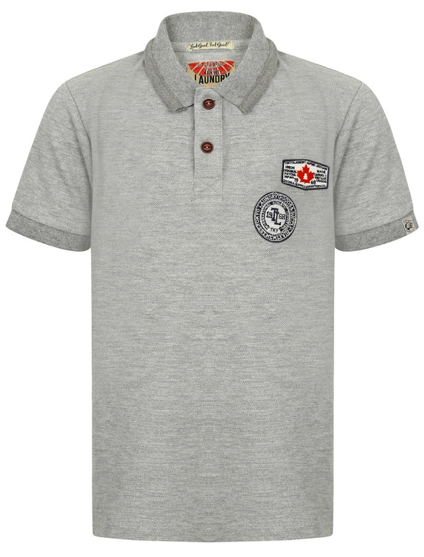 Boys K-Downton Pique Polo Shirt in Light Grey Marl - Tokyo Laundry Kids