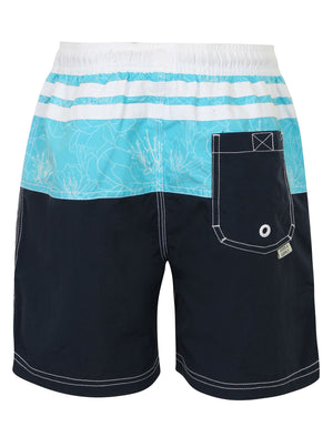Boys K-Ellenboro Floral Striped Swim Shorts in Midnight Blue - Tokyo Laundry Kids