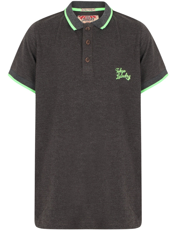 Boys K-Lilestone Cotton Polo Shirt In Charcoal Marl - Tokyo Laundry Kids