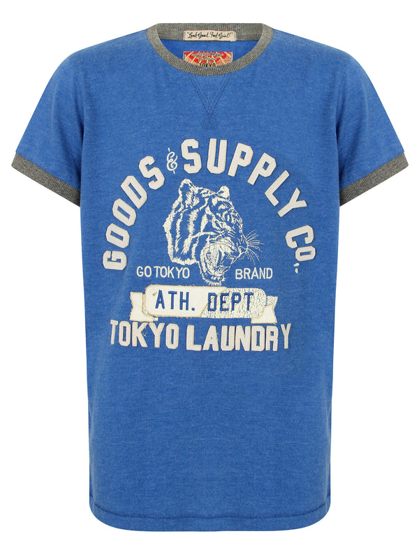 Boys K-Tiger Lake Applique T-Shirt in Cornflower Blue Marl - Tokyo Laundry Kids