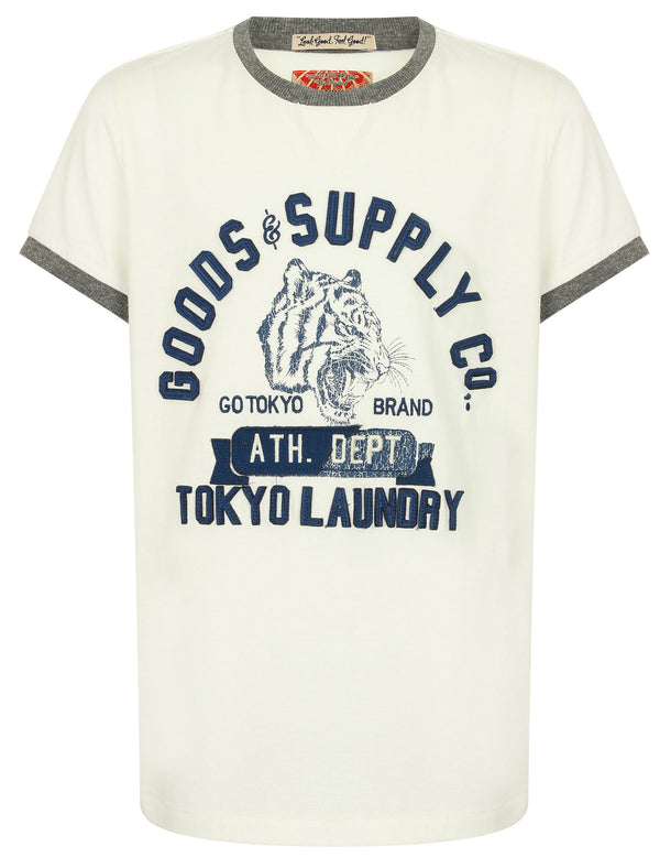 Boys K-Tiger Lake Applique T-Shirt in Ivory - Tokyo Laundry Kids