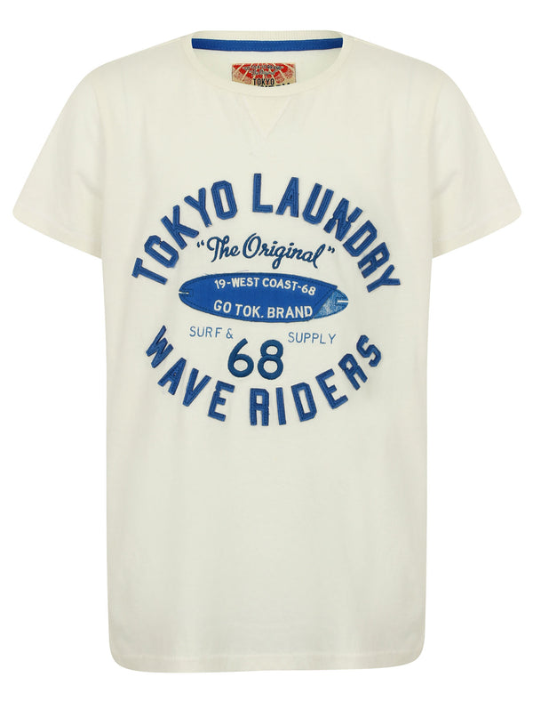 Boys K-Wave Riders Motif T-Shirt in Ivory - Tokyo Laundry Kids