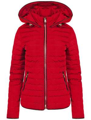 Kacie Quilted Hooded Jacket in Crimson - Tokyo Laundry