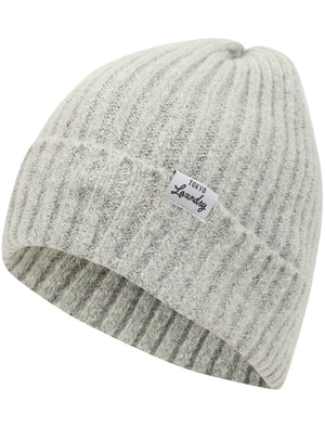 Women's Kai Ribbed Cable Knit Beanie Hat in Light Grey Marl - Tokyo Laundry