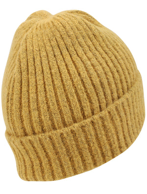 Women's Kai Ribbed Cable Knit Beanie Hat in Mustard - Tokyo Laundry