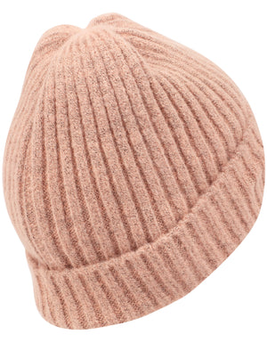 Women's Kai Ribbed Cable Knit Beanie Hat in Pastel Pink - Tokyo Laundry