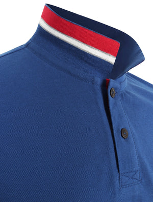 Kaikoura Applique Cotton Pique Polo Shirt in Sodalite Blue - Tokyo Laundry