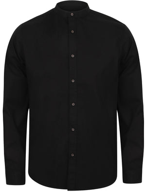 Kampala Grandad Collar Button Down Shirt In Black - Tokyo Laundry