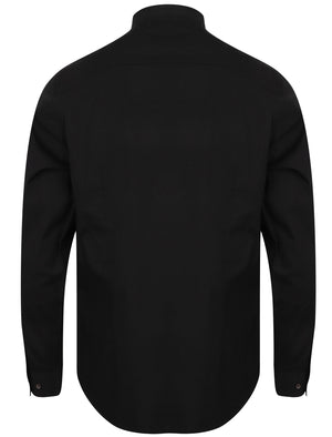 Kampala Grandad Collar Button Down Shirt In Black - Tokyo Laundry
