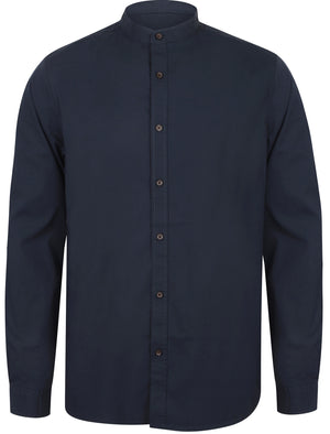 Kampala Grandad Collar Button Down Shirt In Midnight Blue - Tokyo Laundry