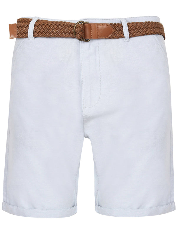 Kari Cotton Chino Shorts with Woven Belt in Blue Fog - Tokyo Laundry