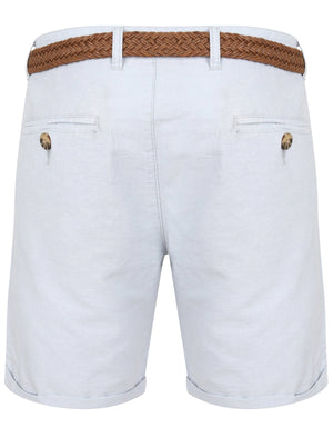 Kari Cotton Chino Shorts with Woven Belt in Blue Fog - Tokyo Laundry