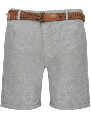 Kari Cotton Chino Shorts with Woven Belt in Grey - Tokyo Laundry