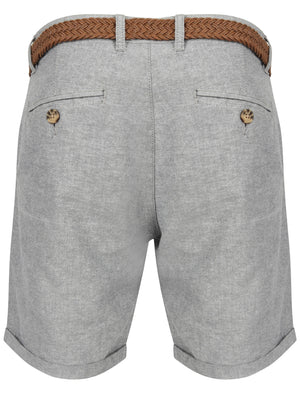 Kari Cotton Chino Shorts with Woven Belt in Grey - Tokyo Laundry