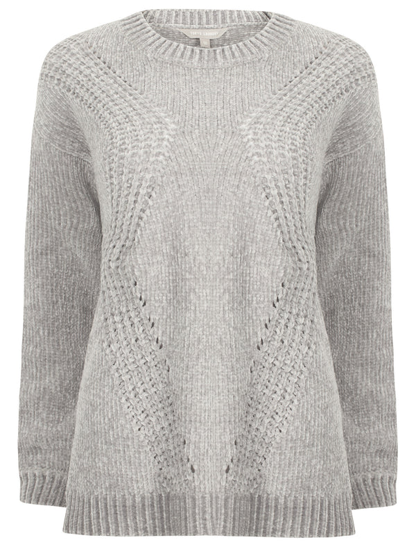 Kendal Chenille Knitted Jumper in Light Grey - Tokyo Laundry