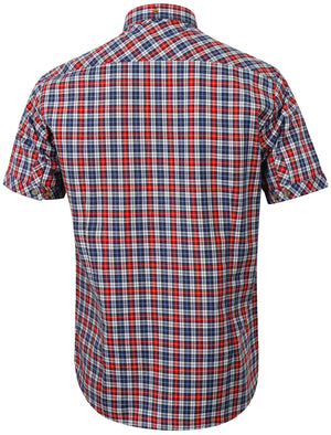 Kendry Short Sleeve Checked Shirt in Tango Red - Tokyo Laundry