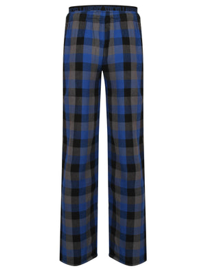 Kenning Brushed Flannel Checked Lounge Pants in Monaco Blue - Tokyo Laundry