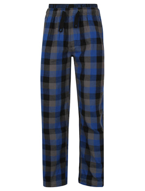 Kenning Brushed Flannel Checked Lounge Pants in Monaco Blue - Tokyo Laundry