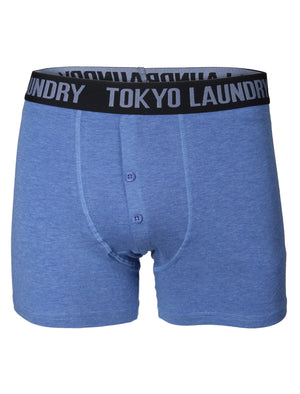 Kings Cross Boxer Shorts in Optic White / Blue Marl - Tokyo Laundry
