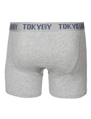 Kings Cross Boxer Shorts in Light Grey Marl / Navy - Tokyo Laundry