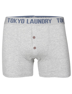Kings Cross Boxer Shorts in Light Grey Marl / Navy - Tokyo Laundry