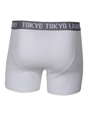 Kings Cross Boxer Shorts in Optic White / Blue Marl - Tokyo Laundry