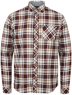 Kingsbridge Checked Cotton Flannel Shirt In Burgundy - Tokyo Laundry