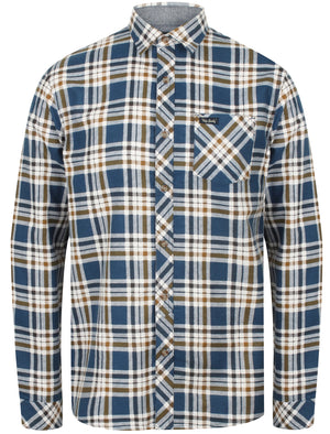 Kingsbridge Checked Cotton Flannel Shirt In Estate Blue - Tokyo Laundry