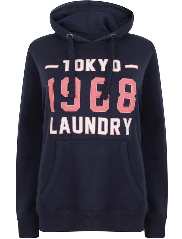 Kodiak Applique Motif Pullover Hoodie In Patriot Blue - Tokyo Laundry