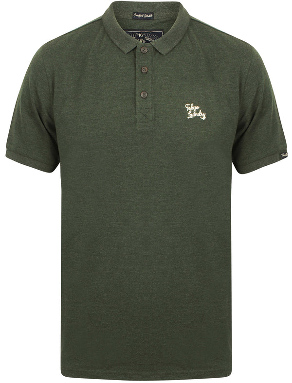Kuusamo Cotton Pique Polo Shirt In Deep Forest Marl - Tokyo Laundry