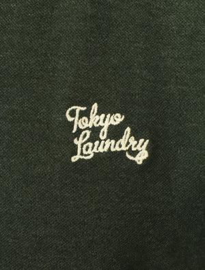 Kuusamo Cotton Pique Polo Shirt In Deep Forest Marl - Tokyo Laundry