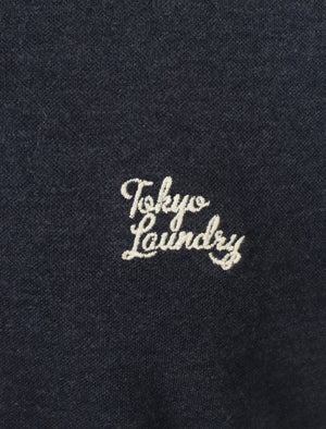 Kuusamo Cotton Pique Polo Shirt In Mood Indigo Marl - Tokyo Laundry