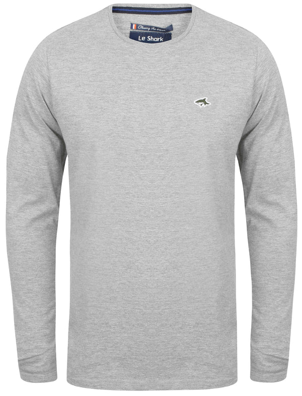 Lambeth 2 Crew Neck Long Sleeve Top in Light Grey Marl - Le Shark